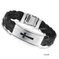 2015 new steel cross weave bracelet Black Belt Men silk wrap bracelet PH516